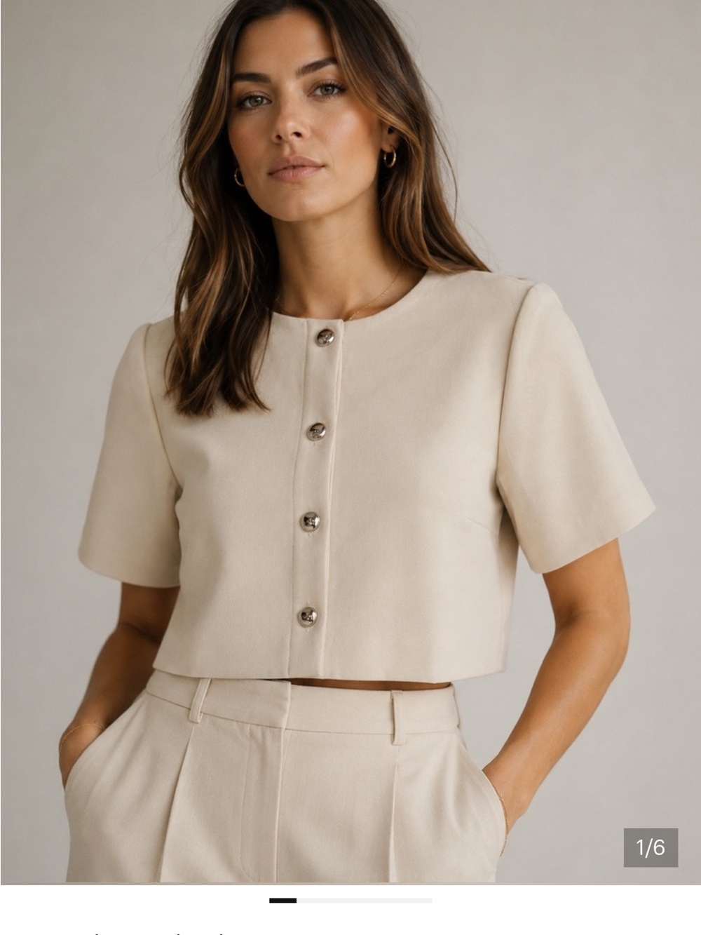 Amanda Uprichard Ivory Short-Sleeve Cropped Blazer Size Small NWT